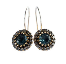 Load image into Gallery viewer, Ahura Mazda Collection Handmade Sterling Silver Aquamarine Earrings for Women, Genuine March Birthstone Filigree Jewelry with Small Crystal Zircon, 925 Handcrafted Aqua Blue Earring Gift
