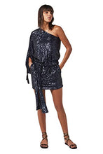 Load image into Gallery viewer, PETER DUNDAS ONE Shoulder Navy Sequin Jersey Dress
