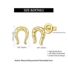 Load image into Gallery viewer, E 14K Gold Plated Horseshoe Stud Earrings for Women Girls, Hypoallergenic Small Gold Animal Stud Earring for Sensitive Ears
