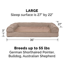 Load image into Gallery viewer, Furhaven Pet Bed for Dogs and Cats - Plush and Suede Sofa-Style Cooling Gel Foam Dog Bed, Removable Machine Washable Cover - Almondine, Large
