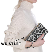 Load image into Gallery viewer, Humble Chic Vegan Leather Wristlet Wallets for Women, Phone Clutch or Small Purse Crossbody Bag, Black &amp; White Leopard Print, Dark Grey, Light Gray, Monochrome, Neutral, Animal Printed, Cheetah
