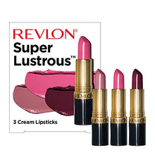 Load image into Gallery viewer, Lipstick Set by Revlon, Super Lustrous 3 Piece Gift Set, High Impact, Moisturizing, Cream Finish in Pink, Plum &amp; Berry, Pack of 3
