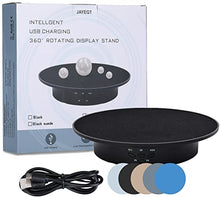 Load image into Gallery viewer, JAYEGT Motorized Rotating Display Stand, 20CM /Load 8KG, 360 Degree Electric Rotating Turntable for Photography Products, Jewelry, 3D Model,with 5 Colors Backgrounds- Black

