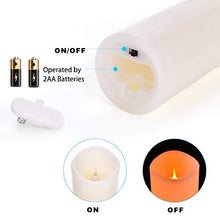 Load image into Gallery viewer, YIWER Flameless Candles Battery Operated Candles 5.5" 6" 6.5" 7" 8" 9" Set of 9 Ivory Real Wax Pillar LED Candles with 10-Key Remote and Cycling 24 Hours Timer
