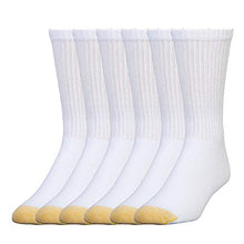 Load image into Gallery viewer, Gold Toe Men's Harrington Crew, 6 Pairs, White, Shoe Size: 6-12.5
