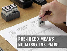 Load image into Gallery viewer, ExcelMark Mini Office Message Rubber Stamp Set - Red Ink - Storage Tray Included
