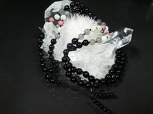 Load image into Gallery viewer, Black Onyx AAA, Labradorite AAA*, Moonstone AAA and Rhodochrosite A Hand-Knotted Mala (108 and Guru), Necklace, Bracelet 7-mm Beads 1161
