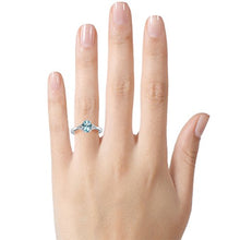 Load image into Gallery viewer, Finejewelers 10k White Gold 8x6mm Oval Aquamarine and White Topaz Ring Size 8
