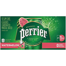 Load image into Gallery viewer, Perrier Watermelon Flavored Carbonated Mineral Water, 8.45 fl oz. Slim Cans (10 Pack)
