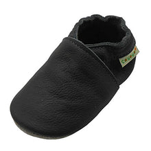 Load image into Gallery viewer, SAYOYO Baby Soft Sole Prewalkers Skid-Resistant Baby Toddler Shoes Cowhide Shoes (12-18 Months, Dark Grey)
