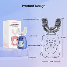 Load image into Gallery viewer, GoalMad U Shaped Electric Toothbrush, 360° Automatic Whitening Massage, Waterproof, Whole Mouth Dinosaur Toothbrush for Kids Toddler, 2-6 Years
