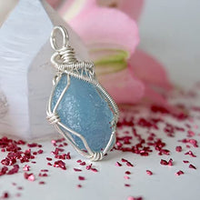 Load image into Gallery viewer, Raw Aquamarine Necklace - Blue Aquamarine Crystal Pendant - Sterling Silver - March Birthstone - Gift for Her with Gift Box - Aquamarine Stone
