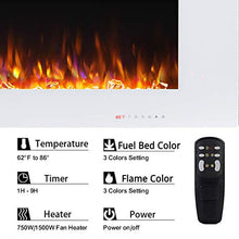 Load image into Gallery viewer, Valuxhome Electric Fireplace, 50 Inches Wall Mounted Fireplace with Overheating Protection, Thermostat, Timer &amp; Remote, Touch Screen,1500/750W, White
