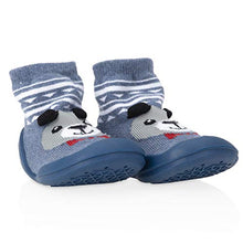 Load image into Gallery viewer, Nuby Snekz Comfortable Rubber Sole Sock Shoes for First Steps- Blue Bear/Medium 14-22 Months (60011M)
