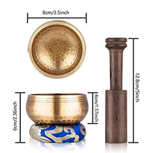 Load image into Gallery viewer, Tibetan Singing Bowl Set - Sing Bowl Unique Gift Helpful for Meditation, Yoga, Relaxation, Chakra Healing, Prayer and Mindfulness (Golden)
