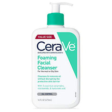 Load image into Gallery viewer, CeraVe Foaming Facial Cleanser | Makeup Remover and Daily Face Wash for Oily Skin | 16 Fluid Ounce
