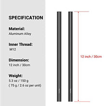 Load image into Gallery viewer, SmallRig 12 Inches (30 cm) Aluminum Alloy 15mm Rod with M12 Female Thread, Pack of 2 – 1053

