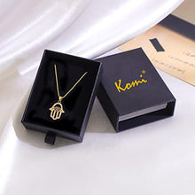 Load image into Gallery viewer, KOMI Hamsa Necklace Hand of Fatima Evil Eye Necklace 18K Gold Plated CZ Cubic Zirconia Necklace Evil Eye Pendant Necklace Minimalist Amulet Necklaces for Women
