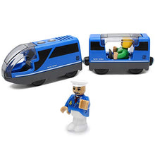 Load image into Gallery viewer, Lebze Battery Operated Action Locomotive Train (Magnetic Connection) - Powerful Engine Travel Train Set Fits Thomas Brio Wooden Train and Tracks - Toy Train Set for Toddlers

