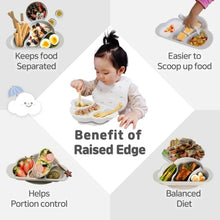 Load image into Gallery viewer, Mother's Corn Suction Plate for Baby | Divided Food-Grade 100% Silicone Feeding Bowls and Dishes for Kids, Infants &amp; Toddlers - BPA-FREE, Microwave, Dishwasher &amp; Oven Safe | Cloud design | Grey
