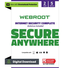 Load image into Gallery viewer, Webroot Internet Security Complete 2022 | Antivirus Software against Computer Virus, Malware, Phishing and more | 5-Device | 2-Year Protection | Download
