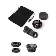 Load image into Gallery viewer, iPhone Lens,by Ailun,3 in 1 Clip On 180 Degree Fish Eye Lens+0.65X Wide Angle+10X Macro Lens,Universal HD Camera Lens Kit for iPhone 7/6s/6s Plus/6/SE/5/5s,Samsung,BlackBerry,Mobile Phone [Black]
