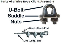 Load image into Gallery viewer, Wire Rope Clamp 1/8 inch 36 Pack Zinc Plated - Wire Rope Clip - Wire Cable Clamps - Yardware etcetera
