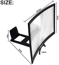 Load image into Gallery viewer, jteman 12'' Curved Screen Magnifier Mobile Phone 3D Magnifier Projector Screen for Movies, Videos, and Gaming Foldable Phone Stand with Screen Amplifier for iPhone,All Smartphones
