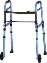 Load image into Gallery viewer, NOVA Medical Products Travel Folding Walker with Wheels, Glide Skis and Mobility Bag, Blue, 7 Pound
