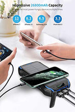 Load image into Gallery viewer, Solar Charger 26800mAh, Solar Power Bank, Portable Charger Battery Pack with 3 Outputs &amp; 2 Inputs(Micro USB ＆ Type-C) Huge Capacity Backup Battery Compatible Smartphone, Tablet and More
