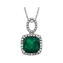Load image into Gallery viewer, FB Jewels 14k White Gold Created Emerald &amp; .03 CTW Diamond 18" Necklace
