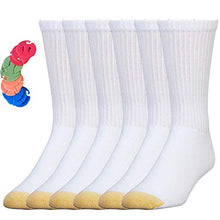 Load image into Gallery viewer, Gold Toe Men's Cotton Crew Athletic Socks 6-Pack / 6 Free Sock Clips Included (White)
