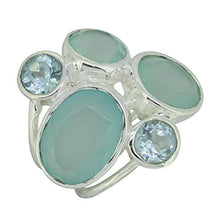 Load image into Gallery viewer, YoTreasure Aqua Chalcedony &amp; Blue Topaz 925 Sterling Silver Chunky Ring
