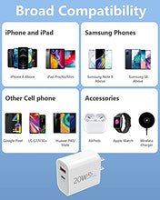 Load image into Gallery viewer, USB C Wall Charger, KOOPAO 20W Power Adapter Charger Plug 2 Port Charging Block Replacement for iPhone 13/13 Pro/13 mini/12/12 Pro/12 Mini/11/SE/X,MacBook,iPad,AirPods,Samsung,Pixel,Galaxy,Switch ect
