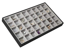 Load image into Gallery viewer, JACKCUBE Design Stackable Synthetic Leather Jewelry Tray Earring Necklace Bracelet Ring Organizer Display Storage Box(Set of 4, Black, 16 x 9.6 x 1.6 inches)- :MK212-3ABCD
