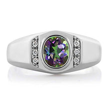 Load image into Gallery viewer, Gem Stone King Men's 925 Sterling Silver Green Mystic Topaz and White Created Sapphire Ring (1.36 Ct) (Size 11)
