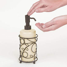 Load image into Gallery viewer, iDesign Twigz Ceramic and Metal Liquid Soap Pump and Lotion Dispenser for Kitchen, Bathroom, Sink, Vanity, 4.5" x 4.5" x 8.5", Vanilla and Bronze
