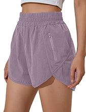 Load image into Gallery viewer, BMJL Women's Running Shorts Elastic High Waisted Shorts Pocket Sporty Workout Shorts Quick Dry Athletic Shorts Pants(L,Purple)
