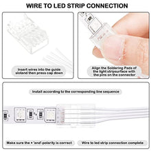 Load image into Gallery viewer, 32.8ft RGB Extension Cable Wire Cord and 10 Pcs LED Light Strip Connectors, Transparent Solderless Track Lighting Connector for Waterproof or Non Waterproof LED RGB Strip Light (4 Pin, 10 mm)
