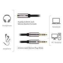 Load image into Gallery viewer, Headset Splitter Cable, DUKABEL Gold-Plated &amp; Strong Braided Y Splitter Audio Cable Separate Microphone Headphone Port Gaming Headset Splitter PC Earphone Adapter VoIP Phone -TopSeries (12inch / 30cm)
