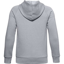 Load image into Gallery viewer, Under Armour Boys' Rival Cotton Hoodie , Mod Gray Light Heather (011)/Onyx White , Youth Large
