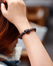 Load image into Gallery viewer, Lightock Fox Ice Obsidian Bracelet Engraved in Sanskrit Six-Word Lucky Bracelet for Women 10mm Beads
