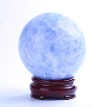 Load image into Gallery viewer, MOKA 1pc Blue Color Natural Celestite Quartz Stone Ball 70-80mm kyanite Crystal Ball Sphere for Reiki Meditation
