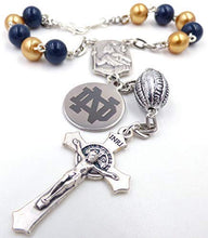 Load image into Gallery viewer, Single Decade St. Christopher Sports Team Auto Rosary - Notre Dame Fighting Irish NCAA Catholic Rosary Beads
