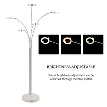 Load image into Gallery viewer, CO-Z Bright LED Floor Lamp with 5 Lights, Modern Dimmable Task Standing Light Fixture with Stable Marble Base for Living Room Office, Contemporary Touch Arch Pole Lamp with Five Adjustable Heads
