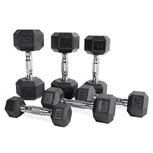 Load image into Gallery viewer, CAP Barbell Set of 2 Hex Rubber Dumbbell with Metal Handles, Pair of 2 Heavy Dumbbells Choose Weight (5lb, 8lb, 10lb, 15lb, 20 Lb, 25lb, 30lb, 35lb, 40lb, 50lb) (25lb x 2)
