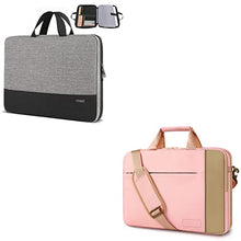 Load image into Gallery viewer, YTONET Laptop Case Laptop Bag 15-15.6 Inch Bundle, TSA Laptop Sleeve Grey &amp; Expandable Laptop Briefcase Pink with Shoulder Strap, Portable Notebook Computer Carrying Bag Gift for Work School Travel
