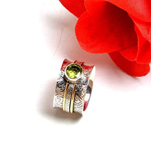 Load image into Gallery viewer, Peridot Wide Fusion Band Ring-Peridot Ring-Gift Ring for Thanksgiving Day-925 Sterling Silver Wide Band Rings for Women-Birthstone August Rings-Peridot Jewelry-Gemstone Ring-Bridesmaid Rings
