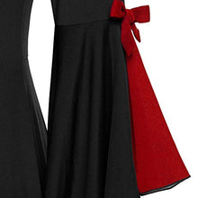 Load image into Gallery viewer, Aniywn Plus Size Womens Halloween Tops, Flare Long Sleeve Sequined Lace Up Gothic Costume Tunic Tee Shirt Red
