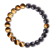 Load image into Gallery viewer, L&amp;C Feng Shui Black Obsidian Wealth Bracelet - Tiger Eye Mens Bracelets Crystal Bring Luck Prosperity Stretch Beaded Bracelet for Women Anxiety Bracelet Oil Diffuser Couples Bracelets (Tiger Eye-8mm)
